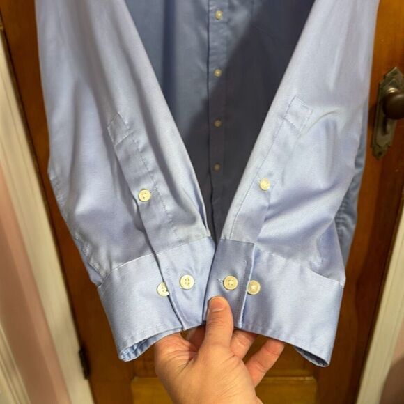 Michael Kors Blue Cotton Non Iron Long Sleeve Button Down Mens 17 34/35 - Picture 2 of 5
